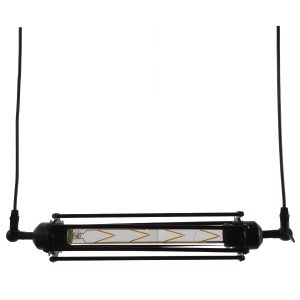 GLOBOSTAR® TUBING 01085 Vintage Κρεμαστό Φωτιστικό Οροφής με Ντουί 1 x E27 AC 220-240V IP20 - Μαύρο - Μ43 x Π11 x Υ11cm