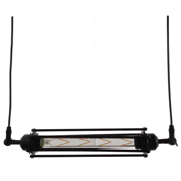 GLOBOSTAR® TUBING 01085 Vintage Κρεμαστό Φωτιστικό Οροφής με Ντουί 1 x E27 AC 220-240V IP20 - Μαύρο - Μ43 x Π11 x Υ11cm