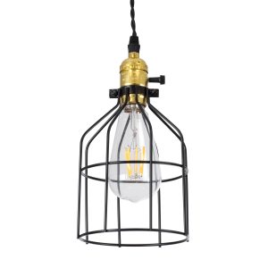 GLOBOSTAR® GALOT 01179 Vintage Κρεμαστό Φωτιστικό Οροφής με Ντουί 1 x E27 AC 220-240V IP20 - Μαύρο & Χρυσό - Μ13.5 x Π13.5 x Y16cm