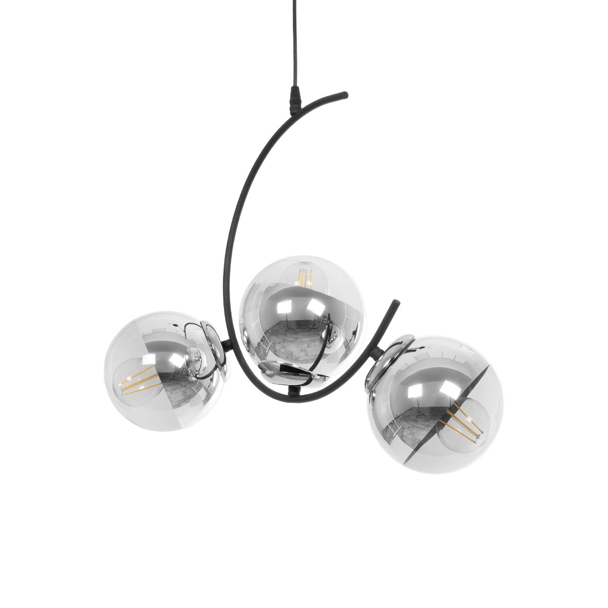 GLOBOSTAR® CITY 202-0041 Μοντέρνο Κρεμαστό Φωτιστικό Οροφής με Ντουί 3 x E27 AC 220-240V IP20 - Μαύρο & Ασημί - Μ60 x Π35 x Υ50cm