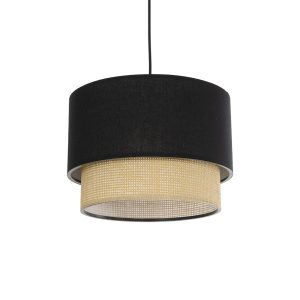 GLOBOSTAR® BIGGIE 204-0098 Μοντέρνο Κρεμαστό Φωτιστικό Οροφής με Ντουί 1 x E27 AC 220-240V IP20 - Μαύρο & Μπεζ - Μ30 x Π30 x Υ26cm