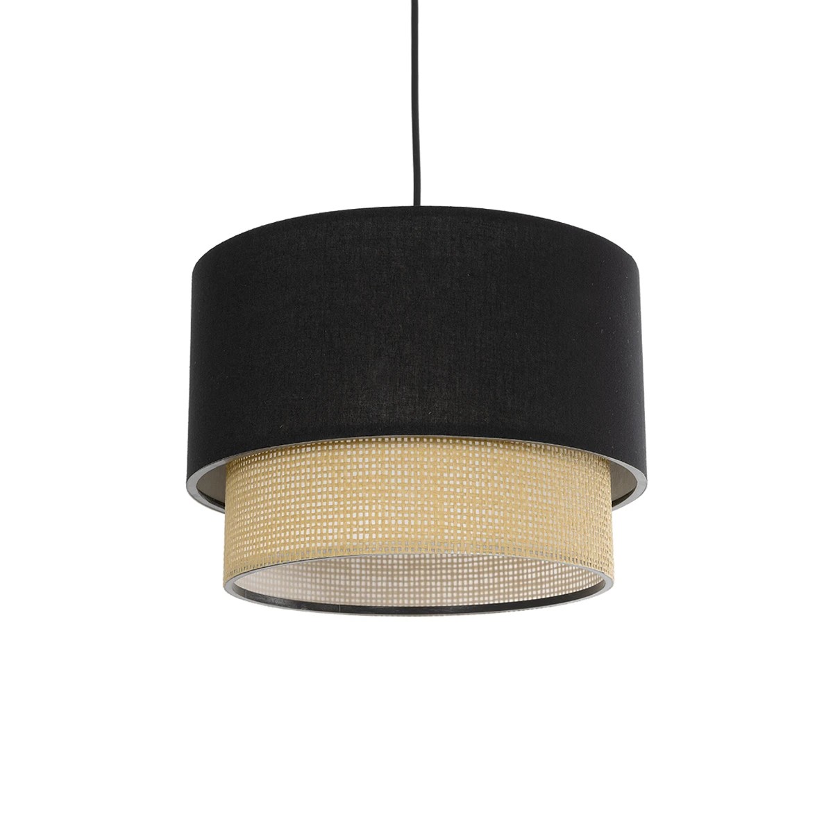 GLOBOSTAR® BIGGIE 204-0098 Μοντέρνο Κρεμαστό Φωτιστικό Οροφής με Ντουί 1 x E27 AC 220-240V IP20 - Μαύρο & Μπεζ - Μ30 x Π30 x Υ26cm