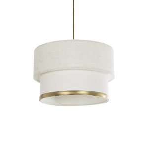 GLOBOSTAR® FOCUS 204-0100 Μοντέρνο Κρεμαστό Φωτιστικό Οροφής με Ντουί 1 x E27 AC 220-240V IP20 - Λευκό & Μπεζ - Μ30 x Π30 x Υ23cm