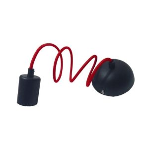 GLOBOSTAR® SUSPENS 90001 Μοντέρνο Κρεμαστό Φωτιστικό Οροφής με Ντουί 1 x E27 AC 220-240V IP20 - Μαύρο & Κόκιννο - Μ4 x Π4 x Υ110cm