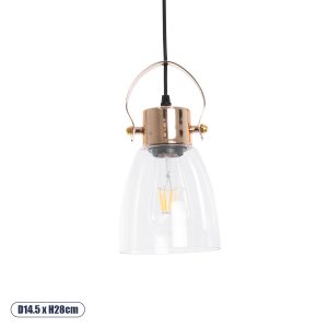 HOME GLOBOSTAR® JAVER 00934 Vintage Κρεμαστό Φωτιστικό Οροφής με Ντουί 1 x E27 AC 220-240V IP20 - Διάφανο & Ροζ Χρυσό - Μ14.5 x Π14.5 x Υ28cm