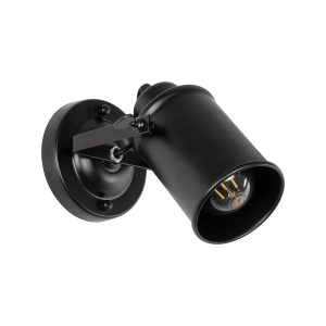 HOME GloboStar® JAKE 00948 Μοντέρνο Επιτοίχιο Φωτιστικό Απλίκα Μονόφωτο 1 x E27 IP20 Μαύρο Μέταλλο - Μ9 x Π21 x Y16cm