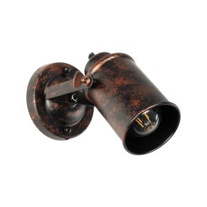 HOME GLOBOSTAR® JAKE 00949 Μοντέρνο Φωτιστικό Τοίχου - Απλίκα με Ντουί 1 x E27 AC 220-240V IP20 - Χάλκινο Εφέ Σκουριάς - Μ9 x Π22 x Υ22cm
