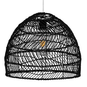 HOME GLOBOSTAR® MALIBU 00969 Boho Κρεμαστό Φωτιστικό Οροφής με Ντουί 1 x E27 AC 220-240V IP20 - Μαύρο - Μ40 x Π40 x Υ35cm