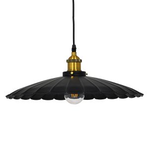 HOME GloboStar® MARGI 00982 Vintage Industrial Κρεμαστό Φωτιστικό Οροφής Μονόφωτο Μαύρο Μεταλλικό Καμπάνα Φ40 x Y15cm