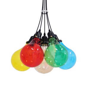 HOME GloboStar® PARTY 01508 Μοντέρνο Κρεμαστό Φωτιστικό Φιγούρα Πολύφωτο 5 x E27 IP20 Πολύχρωμο Γυαλί - Μ41 x Π41 x Υ30cm