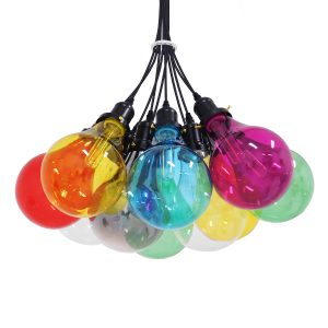 HOME GloboStar® PARTY 01509 Μοντέρνο Κρεμαστό Φωτιστικό Ανάρτηση Πολύφωτο 10 x E27 Πολύχρωμο Γυαλί - Μ59 x Π59 x Υ30cm