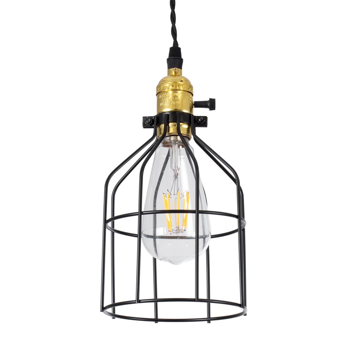 GLOBOSTAR® GALOT 01179 Vintage Κρεμαστό Φωτιστικό Οροφής με Ντουί 1 x E27 AC 220-240V IP20 - Μαύρο & Χρυσό - Μ13.5 x Π13.5 x Y16cm