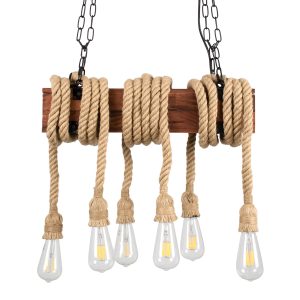 GloboStar® VIKING 00606 Vintage Κρεμαστό Φωτιστικό Ανάρτηση Πολύφωτο 6 x E27 IP20 Μαύρο Μέταλλο