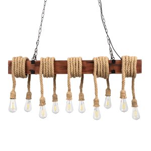 GLOBOSTAR® VIKING 00607 Vintage Κρεμαστό Φωτιστικό Οροφής με Ντουί 10 x E27 AC 220-240V IP20 - Καφε & Μπεζ - Μ108 x Π11 x Υ220cm