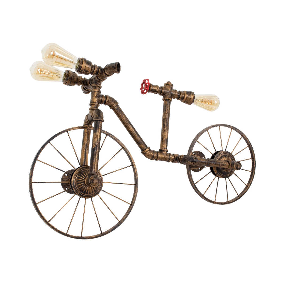 GLOBOSTAR® SWIFTWALKER 00659 Vintage Φωτιστικό Τοίχου - Απλίκα με Ντουί 3 x E27 AC 220-240V IP20 - Χάλκινο - Μ85 x Π29.5 x Υ55cm GloboStar® SWIFTWALKER 00659 Vintage Επιτοίχιο Φωτιστικό Απλίκα Τρίφωτο 3 x E27 IP20 Μπρούτζινο & Κόκκινο Μέταλλο - Μ85 x Π29.5 x Υ55cm