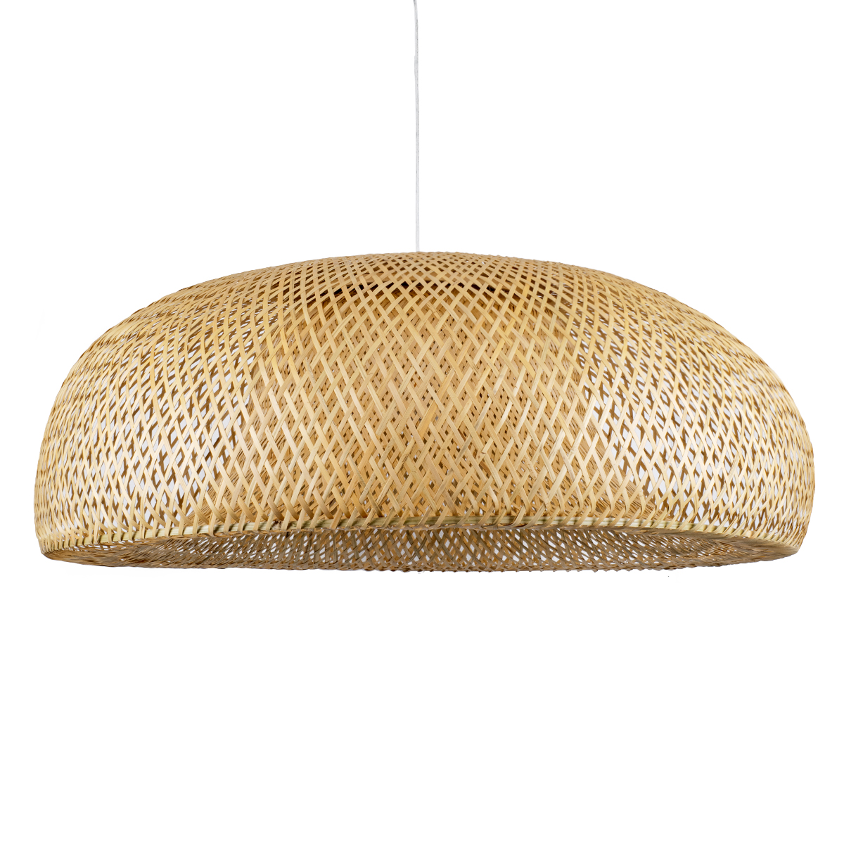 GloboStar® SAN TROPEZ 00673 Boho Κρεμαστό Φωτιστικό Καμπάνα Μονόφωτο 1 x E27 IP20 Μπεζ Ξύλο - Μ100 x Π100 x Y35cm