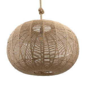 GloboStar® MANDALA 00732 Boho Κρεμαστό Φωτιστικό Μπάλα Μονόφωτο 1 x E27 IP20 Μπεζ Σχοινί - Μ80 x Π80 x Υ60cm