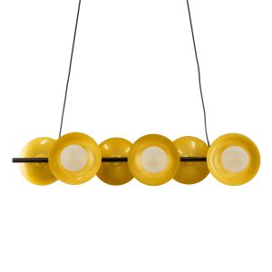 GloboStar® JOLIET 00783 Μοντέρνο Κρεμαστό Φωτιστικό Ράγα Πολύφωτο 6 x G9 IP20 Μαύρο & Χρυσό Μέταλλο - Μ95 x Π28 x Υ20cm