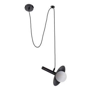 GloboStar® CELEST 00789 Μοντέρνο Κρεμαστό Φωτιστικό Ανάρτηση Μονόφωτο 1 x G9 IP20 Μαύρο Μέταλλο με Λευκό Γυαλί - Μ20 x Π20 x Υ26.5cm