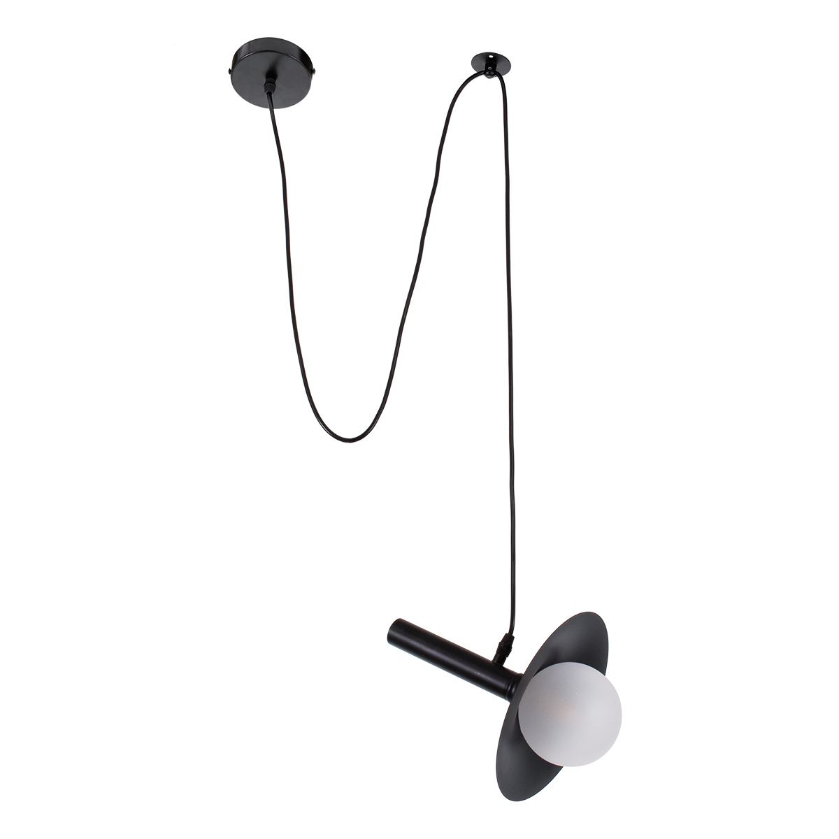 GloboStar® CELEST 00789 Μοντέρνο Κρεμαστό Φωτιστικό Ανάρτηση Μονόφωτο 1 x G9 IP20 Μαύρο Μέταλλο με Λευκό Γυαλί - Μ20 x Π20 x Υ26.5cm