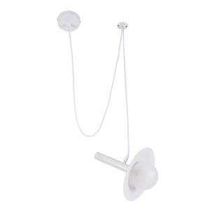 GloboStar® CELEST 00790 Μοντέρνο Κρεμαστό Φωτιστικό Ανάρτηση Μονόφωτο 1 x G9 IP20 Λευκό Μέταλλο με Λευκό Γυαλί - Μ20 x Π20 x Υ26.5cm