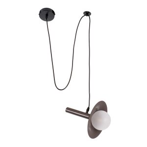 GloboStar® CELEST 00791 Μοντέρνο Κρεμαστό Φωτιστικό Ανάρτηση Μονόφωτο 1 x G9 IP20 Καφέ Μέταλλο με Λευκό Γυαλί - Μ20 x Π20 x Υ26.5cm