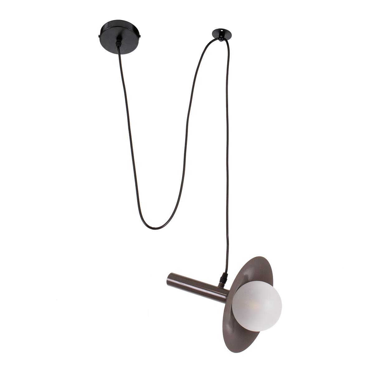 GloboStar® CELEST 00791 Μοντέρνο Κρεμαστό Φωτιστικό Ανάρτηση Μονόφωτο 1 x G9 IP20 Καφέ Μέταλλο με Λευκό Γυαλί - Μ20 x Π20 x Υ26.5cm