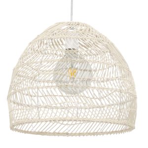 GLOBOSTAR® MALIBU 00968 Boho Κρεμαστό Φωτιστικό Οροφής με Ντουί 1 x E27 AC 220-240V IP20 - Μπεζ - Μ40 x Π40 x Υ35cm