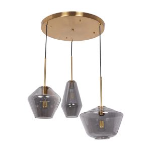 GLOBOSTAR® AMARIS 00976 Μοντέρνο Κρεμαστό Φωτιστικό Οροφής με Ντουί 3 x E27 AC 220-240V IP20 - Χρυσό & Ασημί - Μ70 x Π60 x Y50cm