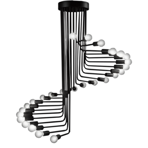 GloboStar® STAIRS 01024 Μοντέρνο Φωτιστικό Οροφής Πλέγμα Πολύφωτο 26 x E27 IP20 Μαύρο Μέταλλο - Μ80 x Π80 x Υ95cm
