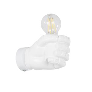 GloboStar® FIST 01137 Μοντέρνο Επιτοίχιο Φωτιστικό Απλίκα Μονόφωτο 1 x E27 IP20 Λευκό Γύψο - Μ15 x Π10 x Υ10cm