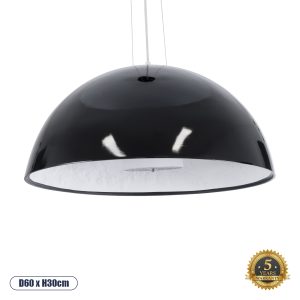 GloboStar® SERENIA 01270 Μοντέρνο Κρεμαστό Φωτιστικό Καμπάνα Μονόφωτο 1 x E27 IP20 Μαύρο Μέταλλο με Λευκό Γύψο - Μ60 x Π60 x Υ30cm