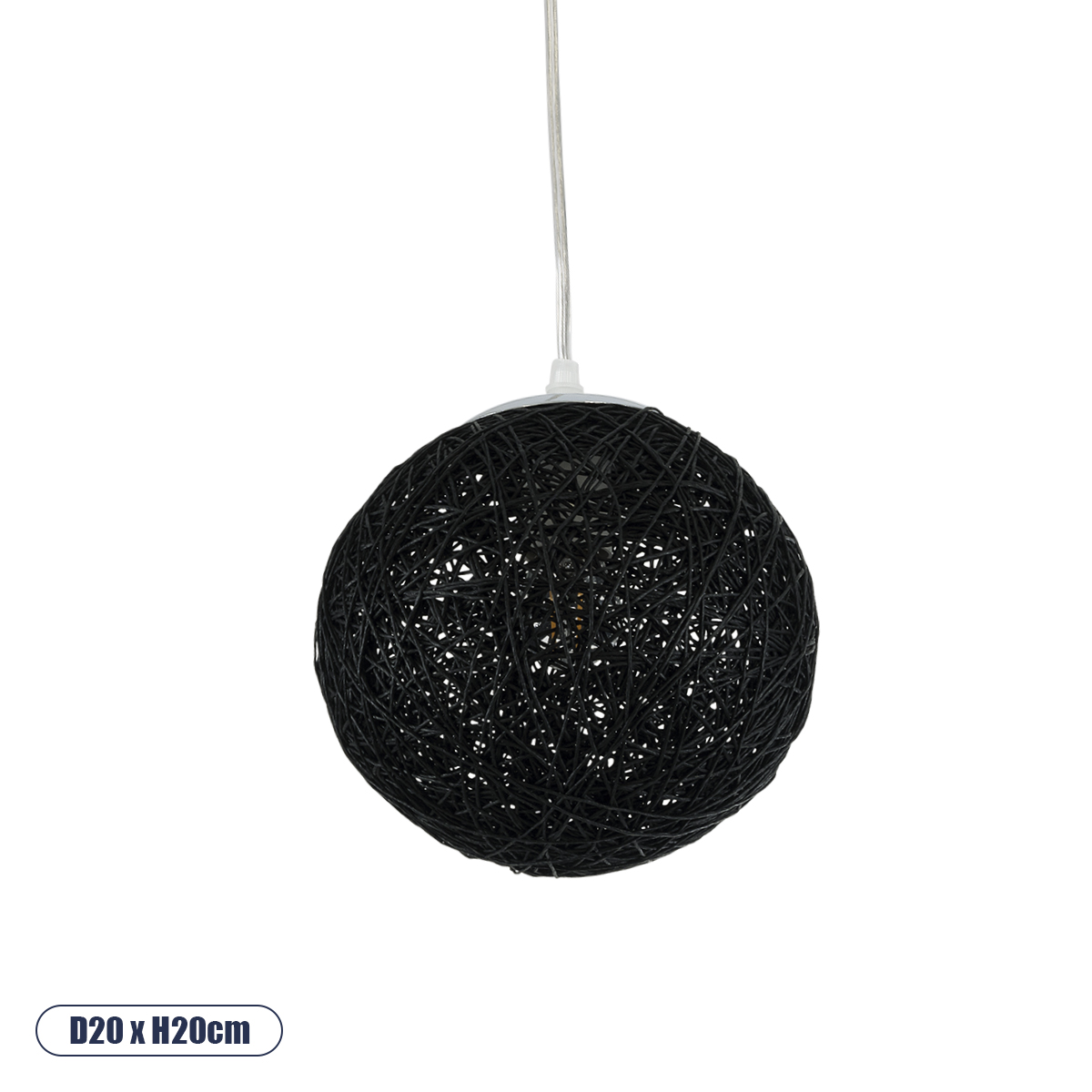 GLOBOSTAR® OCEANA 01356 Boho Κρεμαστό Φωτιστικό Οροφής με Ντουί 1 x E27 AC 220-240V IP20 - Μαύρο - Μ20 x Π20 x Υ20cm GloboStar® OCEANA 01356 Boho Κρεμαστό Φωτιστικό Μπάλα Μονόφωτο 1 x E27 IP20 Μαύρο Ρατάν - Μ20 x Π20 x Υ20cm