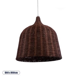 GloboStar® BAHAMAS 01369 Boho Κρεμαστό Φωτιστικό Καμπάνα Μονόφωτο 1 x E27 IP20 Καφέ Ξύλο - Μ60 x Π60 x Υ60cm