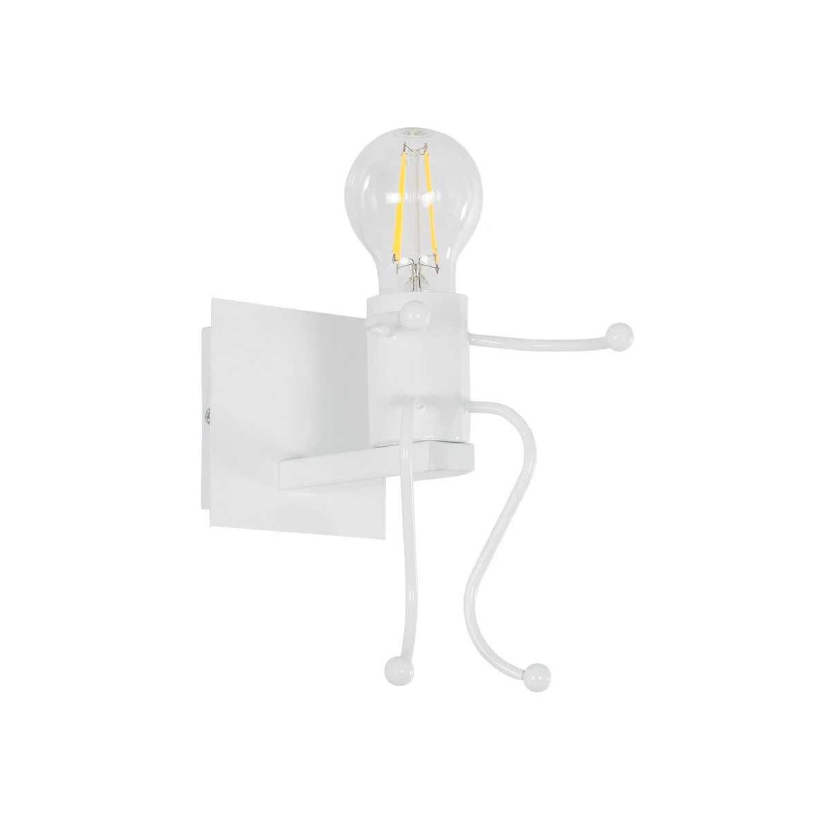 GloboStar® LITTLE MAN 01389 Μοντέρνο Επιτοίχιο Φωτιστικό Απλίκα Μονόφωτο 1 x E27 IP20 Λευκό Μέταλλο - Μ12 x Π19 x Υ17cm