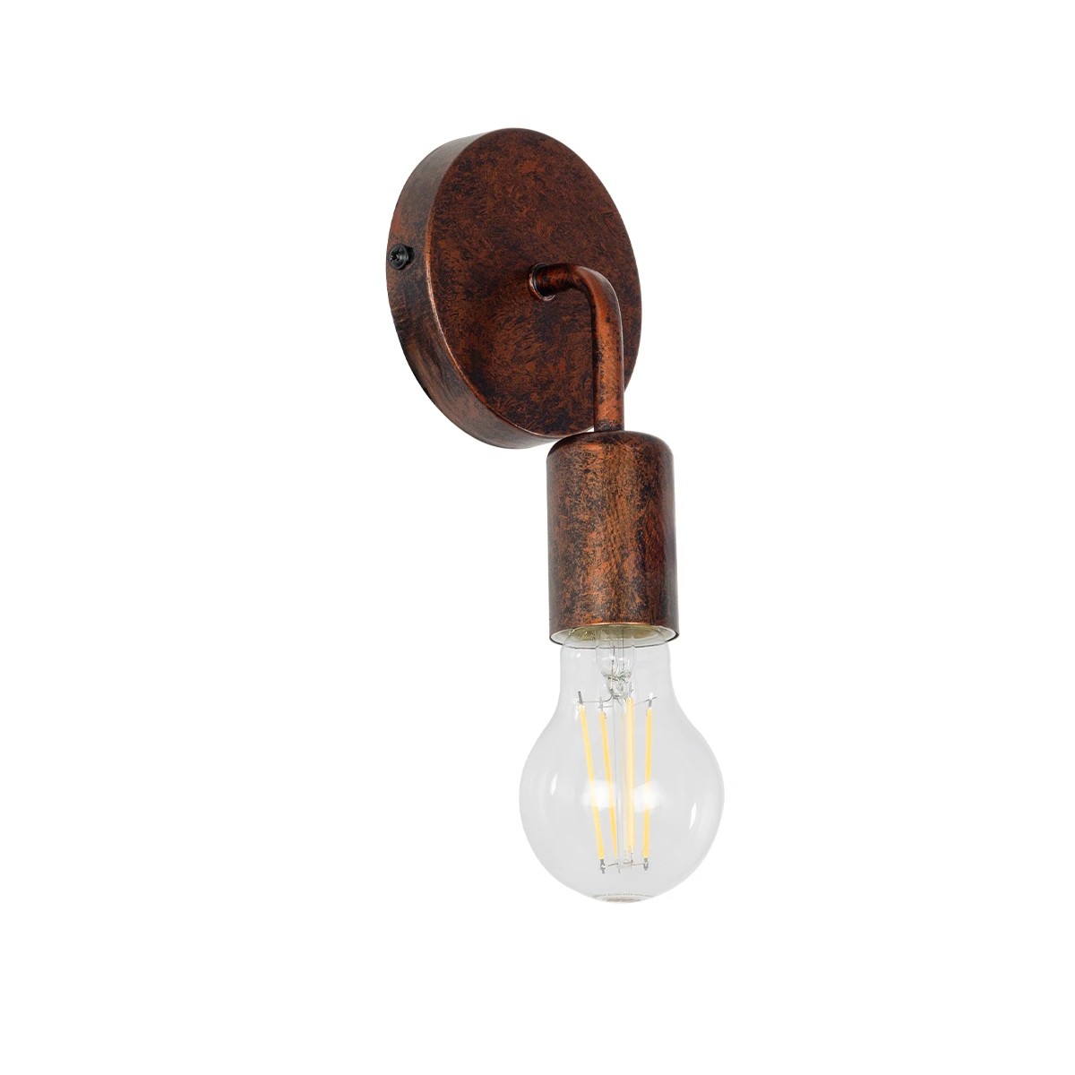 GloboStar® DON 01398 Vintage Επιτοίχιο Φωτιστικό Απλίκα Μονόφωτο 1 x E27 IP20 Χάλκινο Μέταλλο - Μ10 x Π7 x Υ16cm