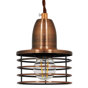 GLOBOSTAR® MANHATTAN 01453 Μοντέρνο Κρεμαστό Φωτιστικό Οροφής με Ντουί 1 x E27 AC 220-240V IP20 - Χάλκινο - Μ11 x Π11 x Υ14cm