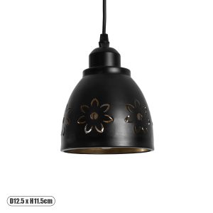 GloboStar® COOLIE 01479 Μοντέρνο Κρεμαστό Φωτιστικό Μονόφωτο Καμπάνα 1 x E27 IP20 Μαύρο & Χρυσό Μέταλλο - Μ12.5 x Π12.5 x Υ11.5cm