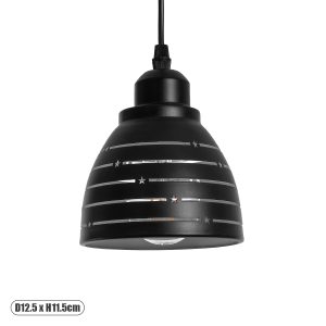 GLOBOSTAR® COOLIE 01483 Μοντέρνο Κρεμαστό Φωτιστικό Οροφής με Ντουί 1 x E27 AC 220-240V IP20 - Μαύρο & Ασημί - Μ12.5 x Π12.5 x Υ11.5cm