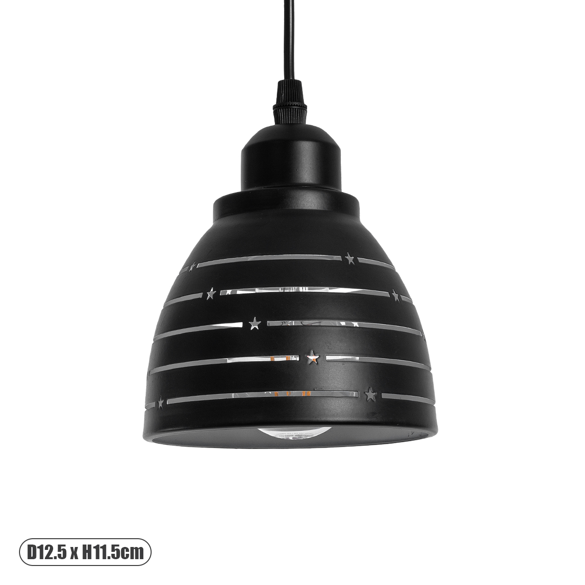 GLOBOSTAR® COOLIE 01483 Μοντέρνο Κρεμαστό Φωτιστικό Οροφής με Ντουί 1 x E27 AC 220-240V IP20 - Μαύρο & Ασημί - Μ12.5 x Π12.5 x Υ11.5cm