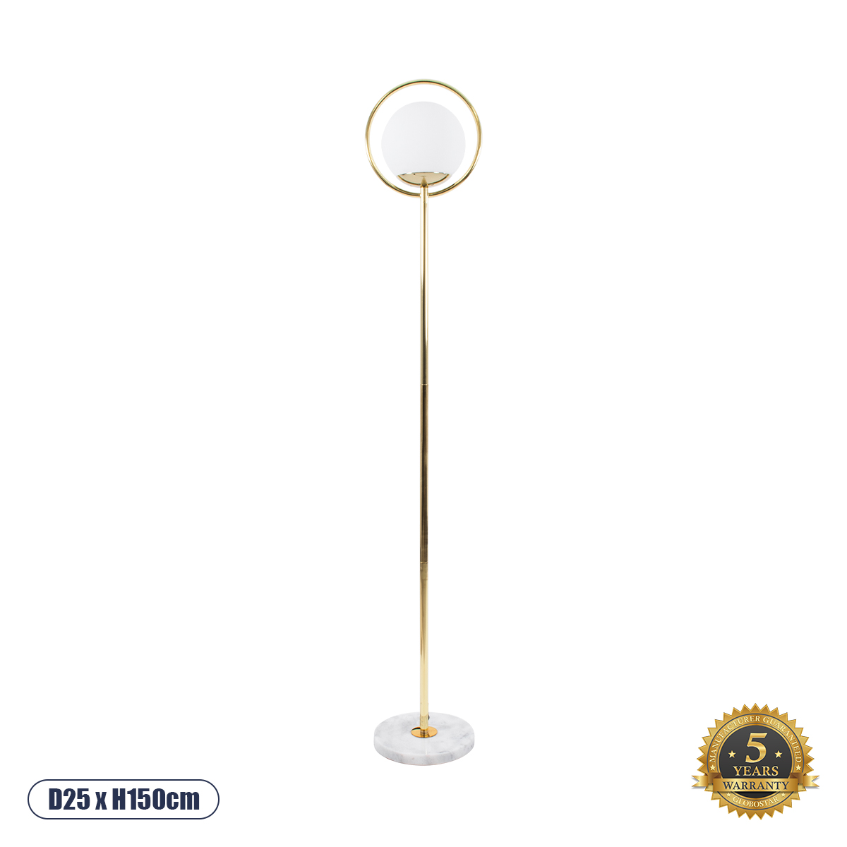 GLOBOSTAR® VERSAILLES 01541 Μοντέρνο Επιδαπέδιο Φωτιστικό με Ντουί 1 x E27 AC 220-240V IP20 - Χρυσό & Λευκό - Μ25 x Π25 x Υ150cm GloboStar® VERSAILLES 01541 Μοντέρνο Επιδαπέδιο Φωτιστικό Μονόφωτο 1 x E27 IP20 Χρυσό Μέταλλο