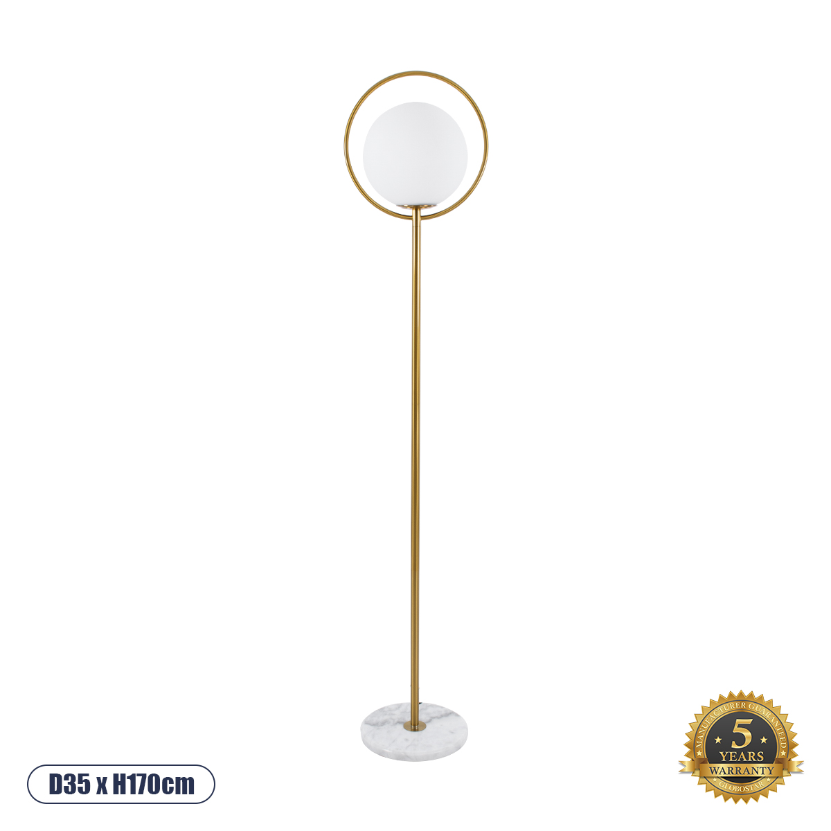GloboStar® VERSAILLES 01543 Μοντέρνο Επιδαπέδιο Φωτιστικό Μονόφωτο 1 x E27 IP20 Χρυσό Μέταλλο