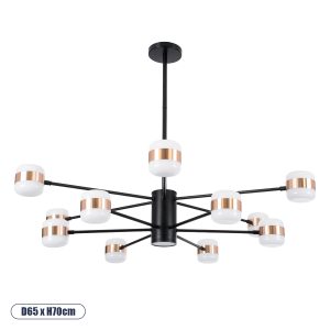 GloboStar® ORNATE 01553 Φωτιστικό Οροφής LED 104W lm 360° AC 220-240V IP20 Φυσικό Λευκό 4500k Μαύρο & Χάλκινο Μέταλλο με Λευκό Πλαστικό - Μ65 x Π65 x Υ70cm - 2 Xρόνια Εγγύηση