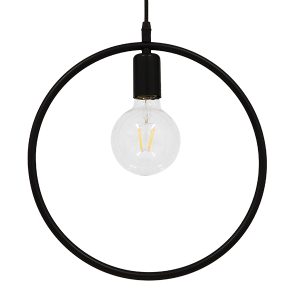 GloboStar® OMICRON 01578 Μοντέρνο Κρεμαστό Φωτιστικό Γεωμετρικό Σχήμα Μονόφωτο 1 x E27 IP20 Μαύρο Μέταλλο - Μ33 x Π4 x Υ33cm