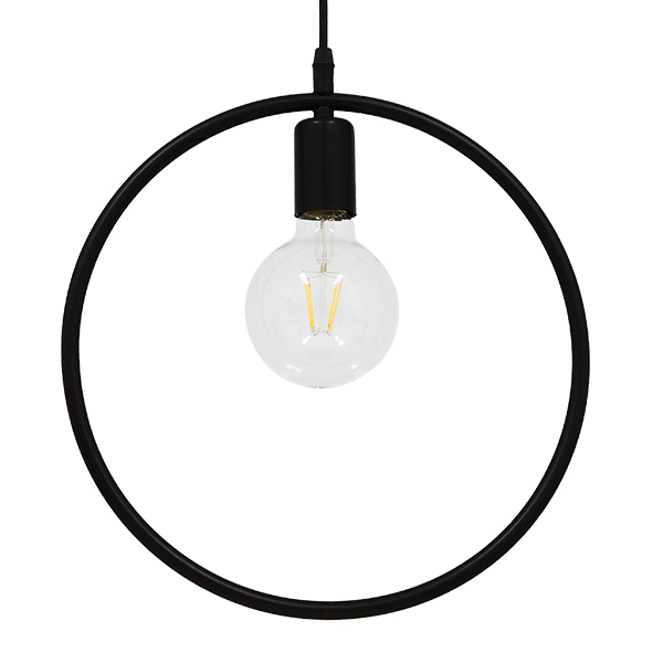 GloboStar® OMICRON 01578 Μοντέρνο Κρεμαστό Φωτιστικό Γεωμετρικό Σχήμα Μονόφωτο 1 x E27 IP20 Μαύρο Μέταλλο - Μ33 x Π4 x Υ33cm