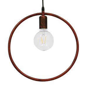 GloboStar® OMICRON 01579 Μοντέρνο Κρεμαστό Φωτιστικό Γεωμετρικό Σχήμα Μονόφωτο 1 x E27 IP20 Χάλκινο Μέταλλο - Μ33 x Π4 x Υ33cm