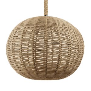 GloboStar® MANDALA 01593 Vintage Κρεμαστό Φωτιστικό Μπάλα Μονόφωτο 1 x E27 IP20 Μπεζ Σχοινί - Μ60 x Π60 x Υ45cm