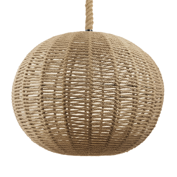GloboStar® MANDALA 01593 Vintage Κρεμαστό Φωτιστικό Μπάλα Μονόφωτο 1 x E27 IP20 Μπεζ Σχοινί - Μ60 x Π60 x Υ45cm