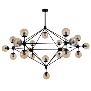 GLOBOSTAR® SENTINEL 01638 Μοντέρνο Κρεμαστό Φωτιστικό Οροφής με Ντουί 21 x E27 AC 220-240V IP20 - Μαύρο & Μελί - Μ170 x Π170 x Υ136cm