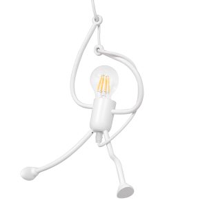 GloboStar® LITTLE MAN 01651 Μοντέρνο Κρεμαστό Φωτιστικό Οροφής Μονόφωτο 1 x E27 Λευκό Μεταλλικό Φ20 x Υ40cm